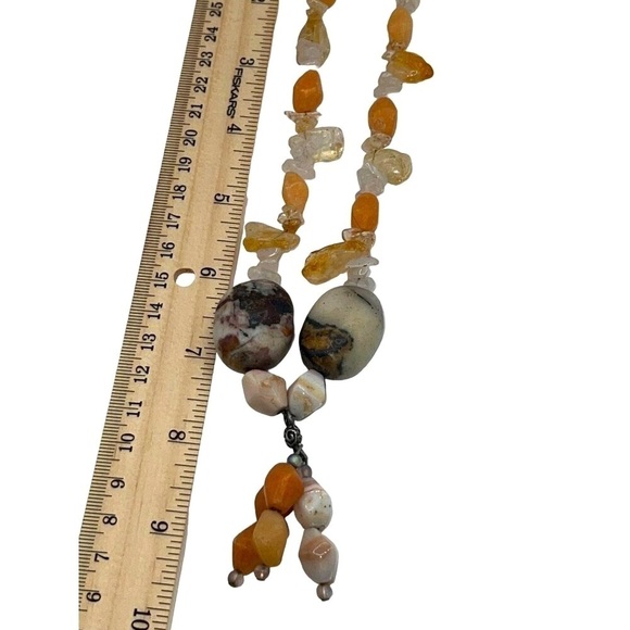 Vintage Citrine & Agate Stone Necklace And Bracelet Set - Picture 11 of 12